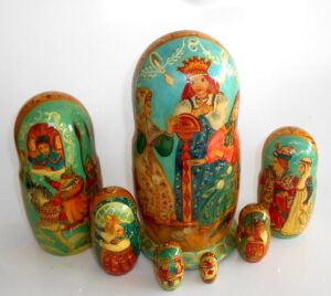 The Tale of Tsar Saltan double sided 10-set babushka Matryoshka nesting Doll Babooshki Babushkas