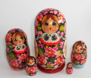 Olga in floral scarf 5-set Babushka Matryoshka nesting Doll Babooshki Babushkas Classic Village Traditional