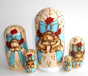 Girl and snowman winter scene II nesting Doll Babooshki s