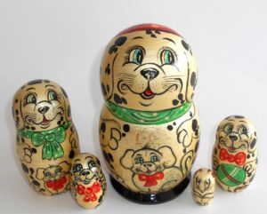 Funny grey Dog 5-set Babushka Matryoshka nesting Doll Babooshki Babushkas