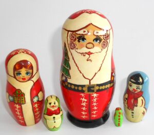 Santa with tree small nesting Doll Babooshki s