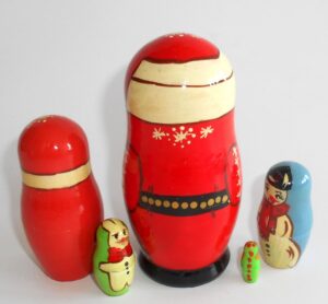 Santa with tree small nesting Doll Babooshki s