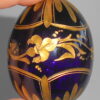 Dark Blue glass egg small with flower ornament