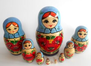 Kirovie blue scarf purple dress  10-set Babushka Matryoshka nesting Doll Babooshki Babushkas Classic Village Traditional