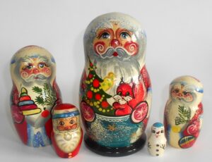 Santa with squirrel medium nesting Doll Babooshki s