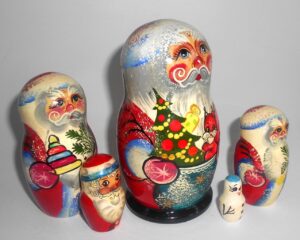 Santa with squirrel medium nesting Doll Babooshki s