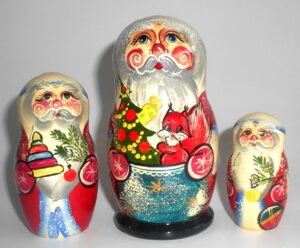 Santa with squirrel medium nesting Doll Babooshki s