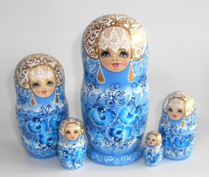 Nata in light blue lace dress  medium  Babushka Matryoshka nesting Doll Babooshki Babushkas