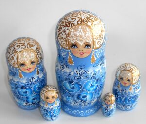 Nata in light blue lace dress medium nesting Doll Babooshki s