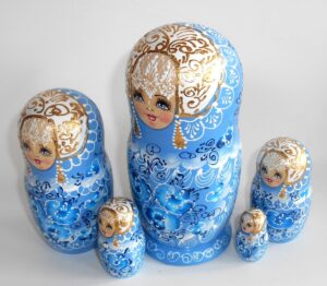 Nata in light blue lace dress medium nesting Doll Babooshki s