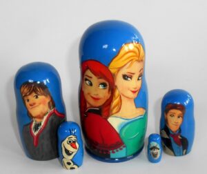 Frozen small dark blue Babushka Matryoshka nesting Doll Babooshki Babushkas