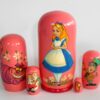 Alice in Wonderland pink II small Babushka Matryoshka nesting Doll Babooshki Babushkas