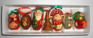 Christmas décor with Bear and Bunny 7-set Babushka Matryoshka nesting Doll Babooshki Babushkas BOX SET