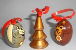 Christmas décor with Bear and Bunny 7-set nesting Doll Babooshki s BOX SET