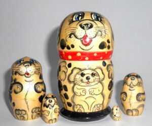 Funny grey Dog 5-set small nesting Doll Babooshki s