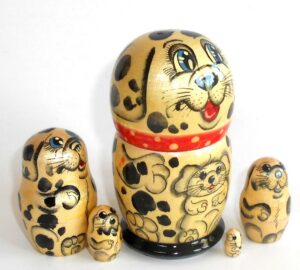 Funny grey Dog 5-set small nesting Doll Babooshki s