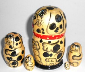 Funny grey Dog 5-set small nesting Doll Babooshki s