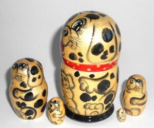 Funny grey Dog 5-set small nesting Doll Babooshki s
