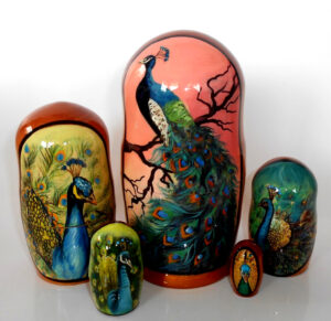 Peacock Babushka Matryoshka nesting Doll  Babooshki Babushkas