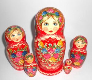 LARGE Klara in red scarf red dress Babushka Matryoshka nesting Doll Babooshki Babushkas