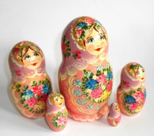 Klara Medium in light purple scarf pink dress nesting Doll Babooshki s