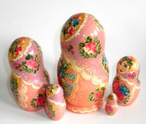 Klara Medium in light purple scarf pink dress nesting Doll Babooshki s