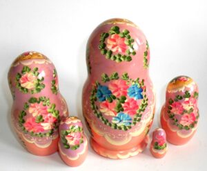 Klara Medium in light purple scarf pink dress nesting Doll Babooshki s