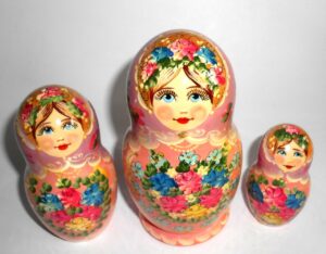 Klara Medium in light purple scarf pink dress nesting Doll Babooshki s