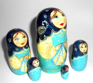 Klara small with handkerchief in blue nesting Doll Babooshki s