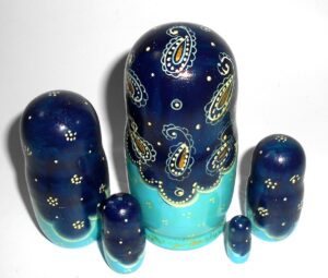 Klara small with handkerchief in blue nesting Doll Babooshki s