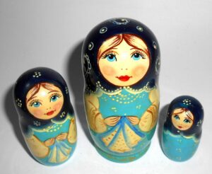 Klara small with handkerchief in blue nesting Doll Babooshki s