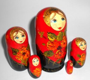 Klara small in red floral nesting Doll Babooshki s