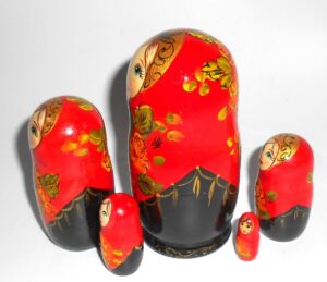 Klara small in red floral nesting Doll Babooshki s