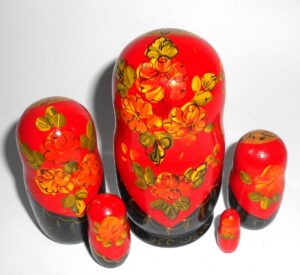 Klara small in red floral nesting Doll Babooshki s