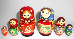 Two Village 3-set Babushka Matryoshka nesting Doll Babooshki Babushkas Classic Village Traditional