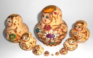 Girl with flowers 10-set nesting Doll Babooshki s