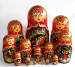 Russian Fairy Tales giant 15-set babushka Matryoshka nesting Doll Babooshki Babushkas