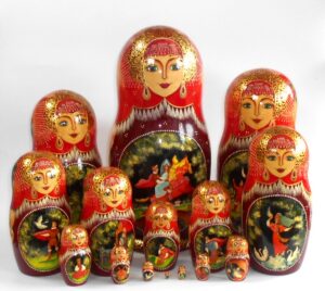 Russian Fairy Tales giant 15-set nesting Doll Babooshki s