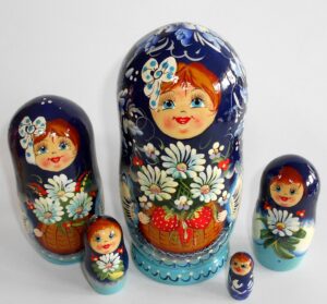 Galina in blue dress Babushka Matryoshka nesting Doll Babooshki Babushkas