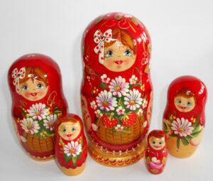 Galina in red and gold Babushka Matryoshka nesting Doll Babooshki Babushkas