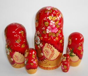 Galina in red and gold nesting Doll Babooshki s