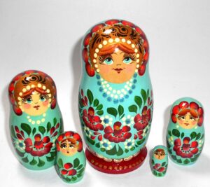 Olga in light and red dress Babushka Matryoshka nesting Doll Babooshki Babushkas