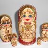 Girl with Churches red scarf small Babushka Matryoshka nesting Doll Babooshki Babushkas