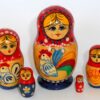 Girl with chicken red scarf Babushka Matryoshka nesting Doll Babooshki Babushkas