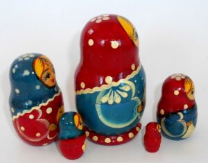 Girl with grey rabbit nesting Doll Babooshki s