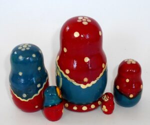Girl with grey rabbit nesting Doll Babooshki s