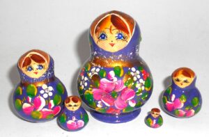 MINI Olga in light purple dress TINY Babushka Matryoshka nesting Doll Babooshki Babushkas