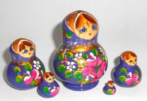 MINI Olga in light purple dress TINY nesting Doll Babooshki s