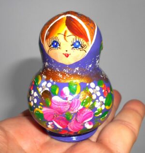 MINI Olga in light purple dress TINY nesting Doll Babooshki s
