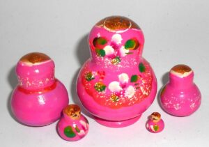 MINI Olga in pink dress TINY nesting Doll Babooshki s